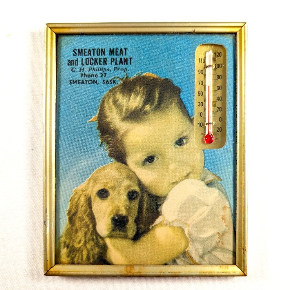 1966 decorative advertising thermometer Smeaton Meat and Locker Plant
